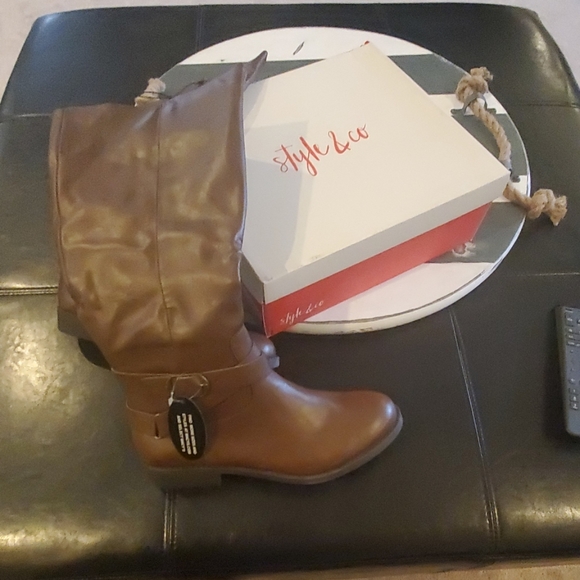 Style & Co riding boot sz 8.5.  NIB  Cognac - Picture 2 of 9